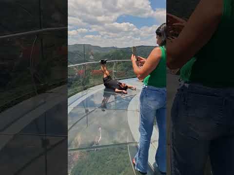 See the Beautiful green world below the Glass bridge  🌉 at Canela #riograndedosul #brasil