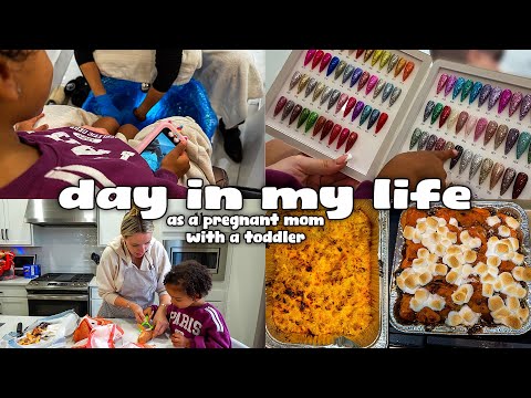 day in my life as a pregnant mom with a toddler | mommy & daughter pedi date & thanksgiving prep!