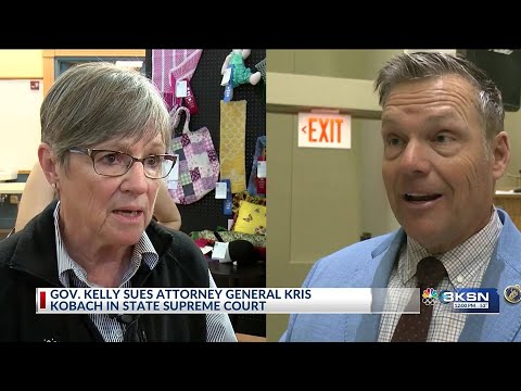 Kansas Governor Laura Kelly suing Attorney General Kris Kobach