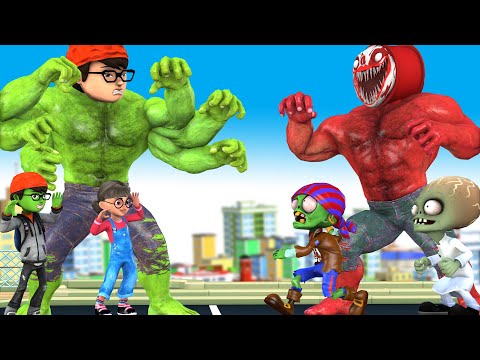 Team Super Hero Transform NickHulk Six Hands vs Zombie Red Hulk Save City - Scary Teacher 3D