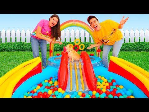 SOFÌ E LUÌ FANNO UN PARCO ACQUATICO CON LA PISCINA DI PALLINE PER IL CUCCIOLO RAY! | Me contro Te