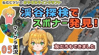 【マイクラ実況】5回目。ねむヒツジのおやすみマインクラフト。【渓谷でスポナー！激レアピンクヒツジ！】