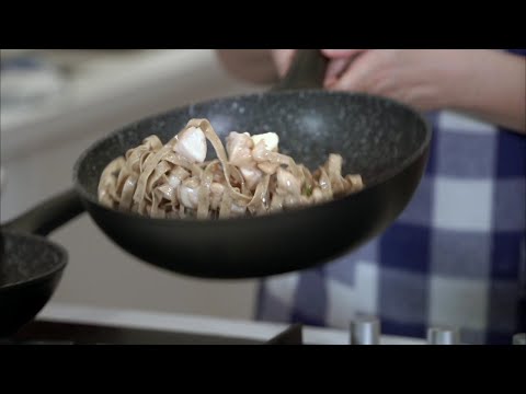 Coffee Tagliatelle with Burrata and Scallops — Cucina by Pedrini