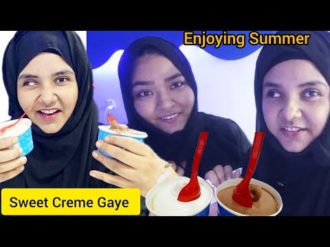 Main Aur Sabika Outing Pe Nikle Aj 😎 - Sweet Creme Ki Ice-cream Ice-cream Is Garmi Ma Enjoy Ki Humne