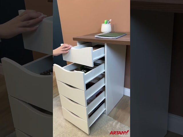 Mesa Escrivaninha Spirit Ii 5 Gavetas Nogal/Branco - Artany