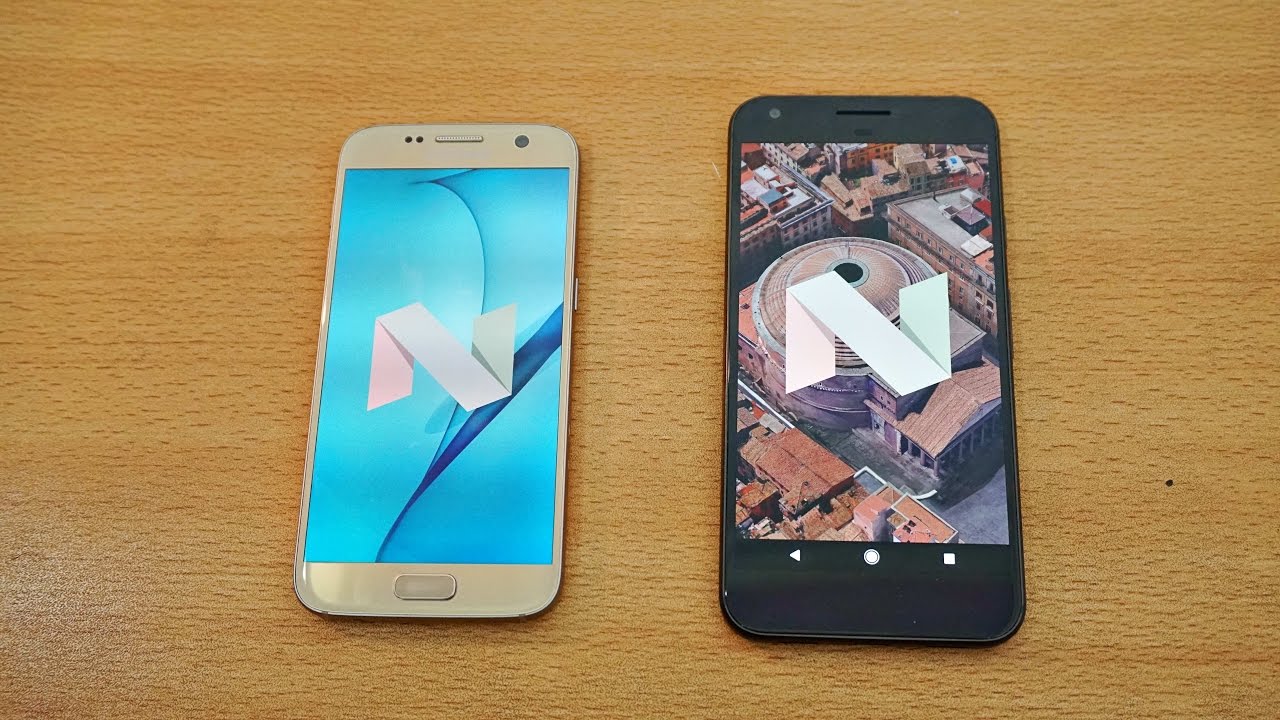 Samsung Galaxy S7 Android 7.0 Nougat vs Google Pixel XL - Speed Test! (4K)