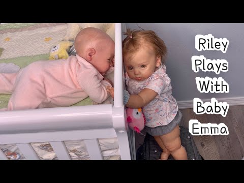 Toddler Riley play with baby Emma reborn role play reborn videos