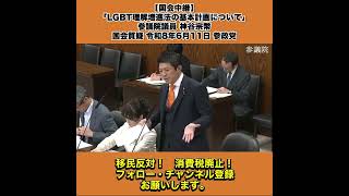 【国会中継】「LGBT理解増進法の基本計画について」参議院議員 神谷宗幣 国会質疑 令和8年6月11日 参政党 2/5