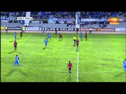 RCD Mallorca defendiendo al CE Sabadell. CE Sabadell 1 - RCD Mallorca 1. Liga Adelante 14/15