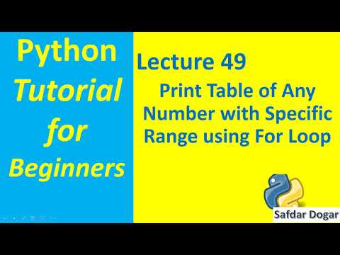 Learn Python Program to Print Table | Print Table of Any Number with ...