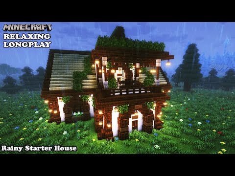 Cozy Rainy Starter House Build - Minecraft Longplay 1.19