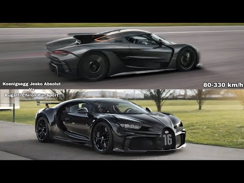 Koenigsegg Jesko Absolut Vs Bugatti Chiron Pur Sport 80-330 km/h Acceleration Real World Roll Race