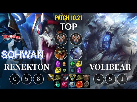 KT SoHwan Renekton vs Volibear Top - KR Patch 10.21
