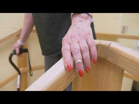 Down the Stairs with Single Point Cane and One Rail