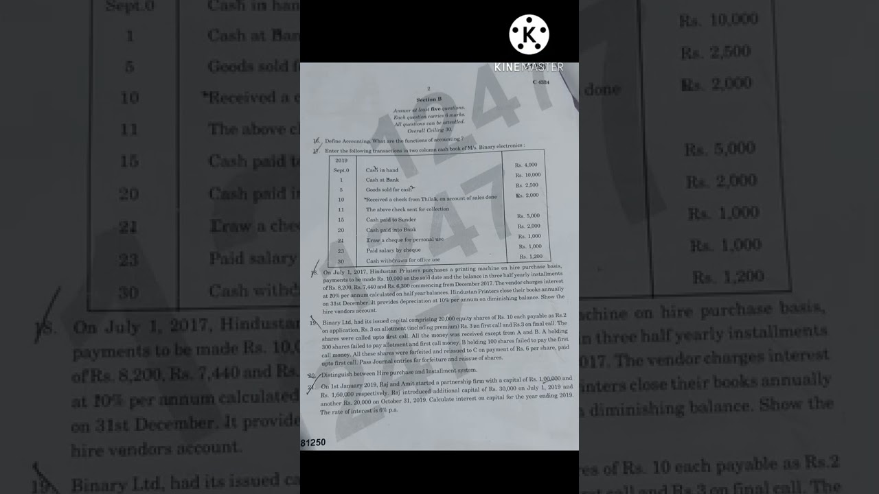 CALICUT UNIVERSITY 2nd semester FINANCIAL ACCOUNTING BBA Question Paper