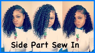 Curly Side Part Sew In Tutorial + Blending Curly Weave