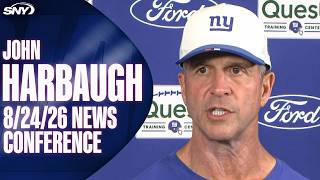 John Harbaugh on Malik Nabers' status, Arvell Reese's camp progress, Giants' roster cutdowns