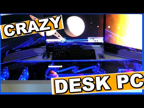 Ultimate Custom Water cooled gaming Desk PC Mod  - Crazy Gaming PC in a desk Liquid cooled PC Inside
