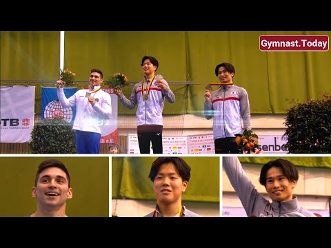 Top 3 in Men's High Bar Final - 2023 Cottbus Gymnastics Apparatus World Cup