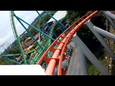 Front row point of view footage of Steel Force