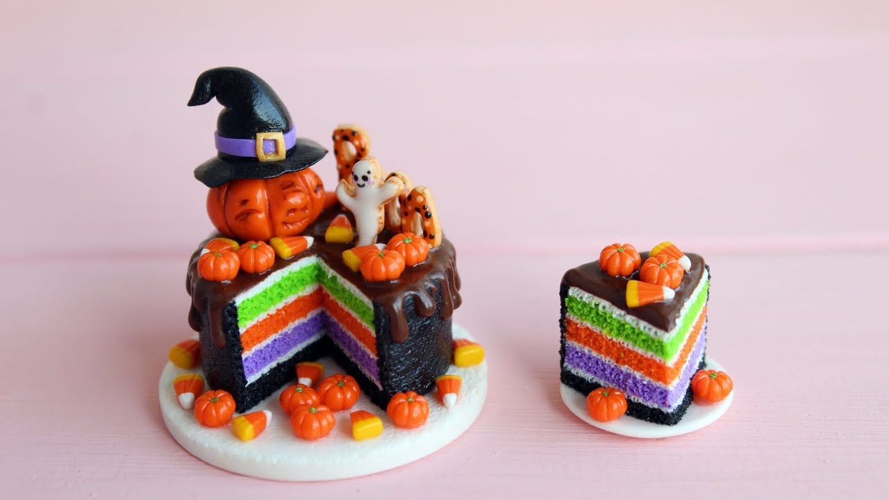 Part 2. Create a miniature cake for Halloween. Polymer clay.Tutorial. DIY.Миниатюрный торт Хеллоуин.