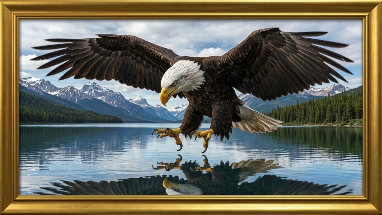 American Bald Eagle Soaring Over Water screensaver | wallpaper | or turn your TV into Art