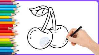 How to draw cherry Drawing for Beginners | Easy and Cute Step by Step 🐬 | Color's Artbox