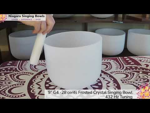 9" G4 -28 cents Frosted Crystal Singing Bowl