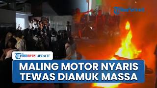 Detik-detik Pelaku Curanmor Babak Belur Diamuk Warga Lombok, Motor Dibakar & Polisi Dilempari Batu