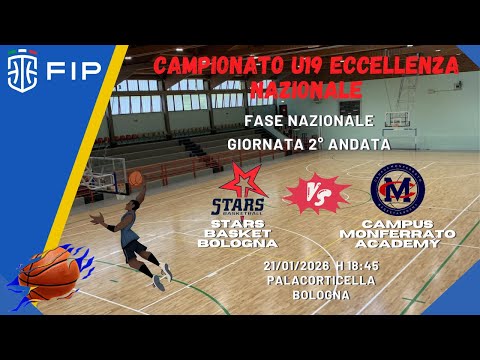 FIP U19 Ecc. Fase Naz. 2° Andata 21/01/2026: Stars Bologna - Campus Monferrato Academy