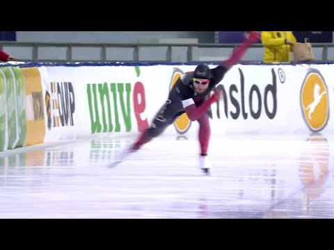 Canada's Laurent Dubreuil easily skates to 500m silver after opponent takes huge wipe out