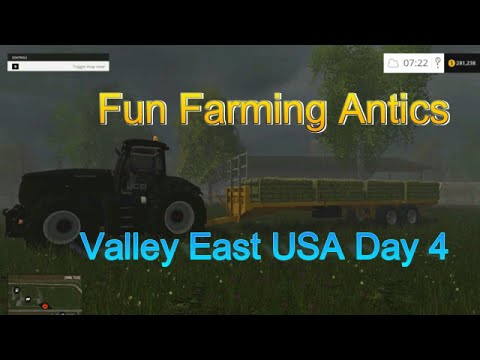 Farming Simulator 15 Valley East USA Day 4 Multiplayer Hauling Bales