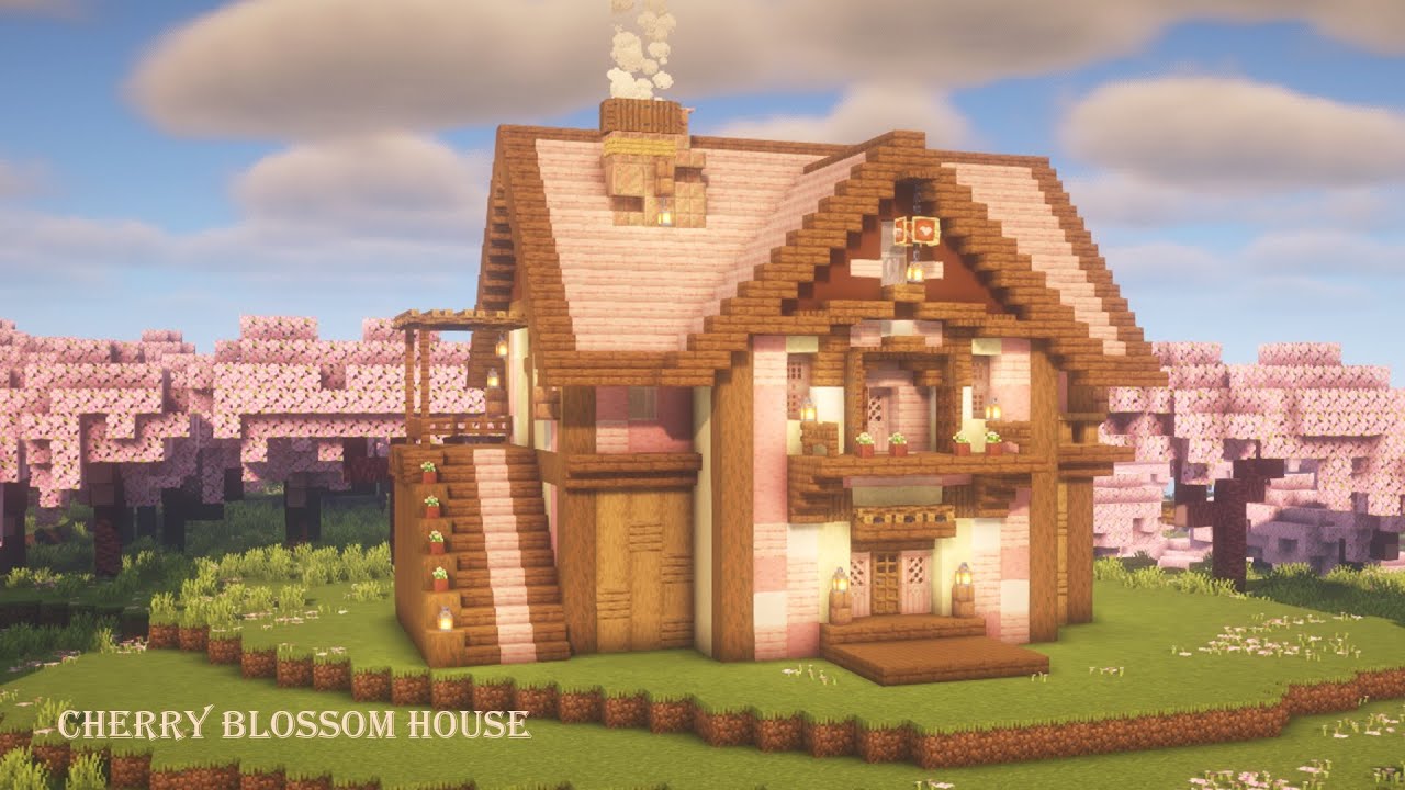 [マインクラフト]1.20 桜の拠点の作り方 おしゃれなお家[マイクラ建築][Minecraft][cherry blossom][桜建築 ...