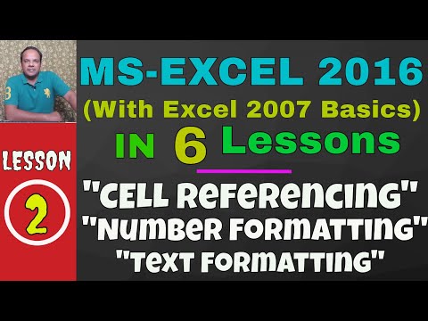 Text Formatting and CELL Referencing in MS Excel 2016 2007 2013 || Lesson 2