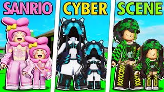 SANRIO vs CYBER vs SCENE FAMILY...(Roblox Brookhaven Rp)