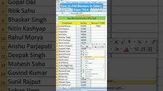 How to Add Bonus in Salary 😎 ||Advance Excel 💯 ||#shorts #excel #exceltips #exceltutorial #tricks
