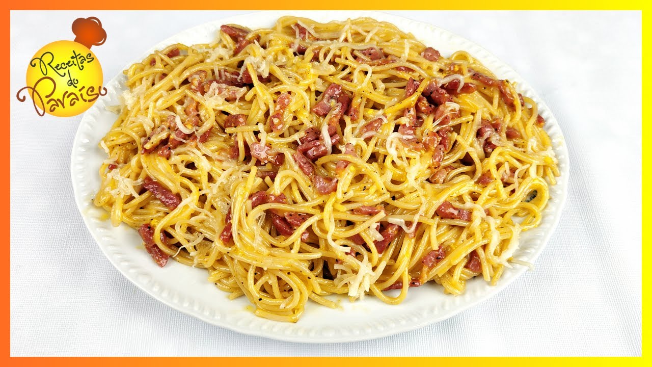 SPAGHETTI CARBONARA (economical and easy-to-make recipe) | 🍎 Receitas do Paraíso