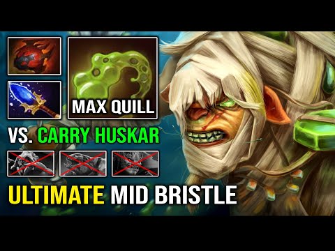 How to Solo Mid Bristleback Against Cancer Huskar with Max Quill Spray Damage Epic Dota 2