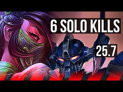 AKALI vs AATROX (TOP) | 6 solo kills, 1600+ games, Legendary | NA Grandmaster | 25.7