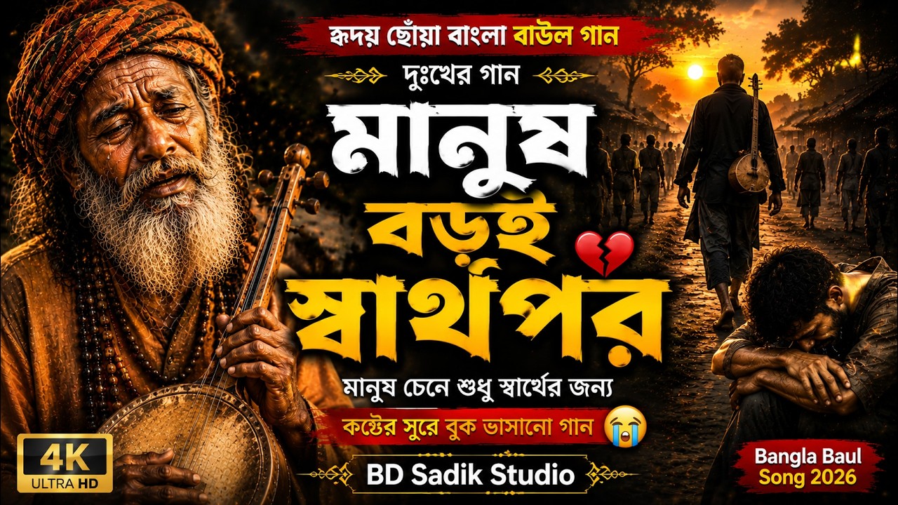 মানুষ বড়ই স্বার্থপর | হৃদয় ছোঁয়া বাংলা বাউল গান | Bangla Baul Song 2026 | BD Sadik Studio