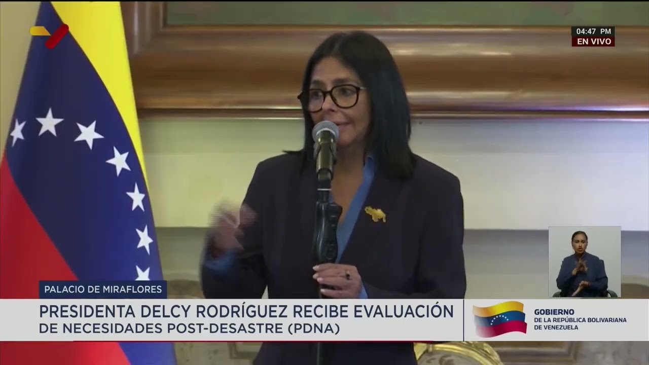 Delcy Rodríguez recibe informe de evaluación de actividades post-desastre (PDNA) de directora PNUD