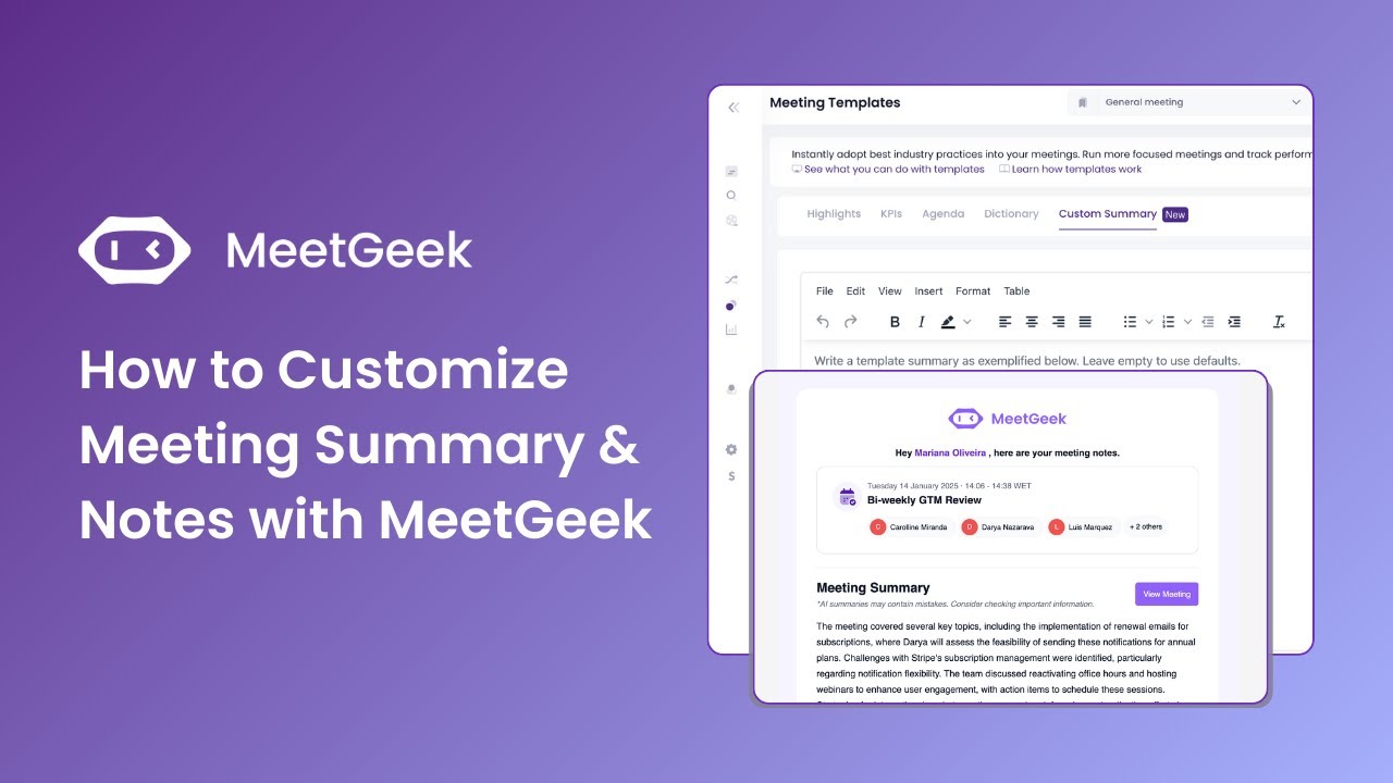 How to Customize Meeting Summary & Notes with MeetGeek