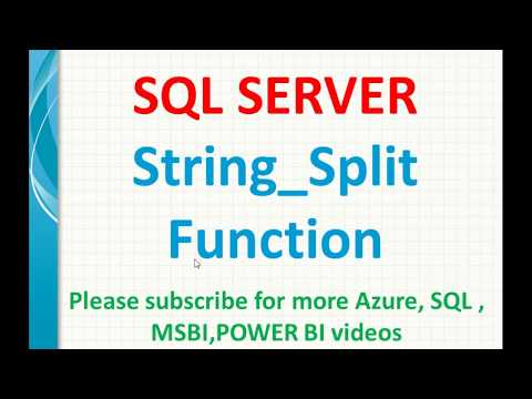 String Split Function in SQL Server | String split in SQL server