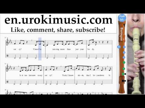 Recorder lessons (B.) Justin Bieber - Sorry Sheet Music Tutorial Part#2 um-i352