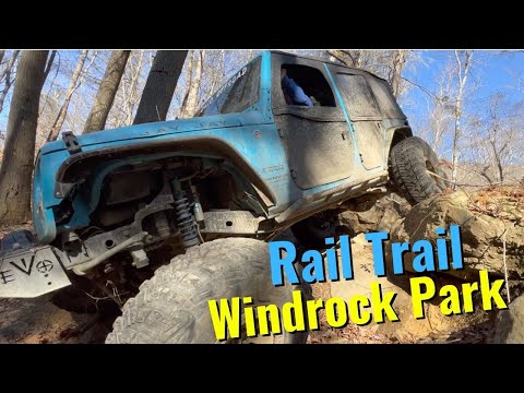 Rocks Everywhere! Rail Trail from Cadillac Hill at Windrock Park Tennessee in a Jeep Wrangler