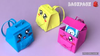 Origami Backpack/Easy DIY School Bag with paper! Only 1 Sheet of paper needed💼🎒اوريغامي حقيبة