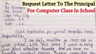 Application For Computer Class In School | Request Letter To The Principal For School Computer Class