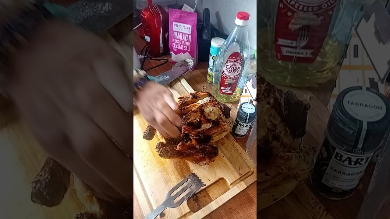 Easy Lemon  And Tarragon Air Fried Crispy Roast Chicken And Deboning A Whole Cooked Chicken. 