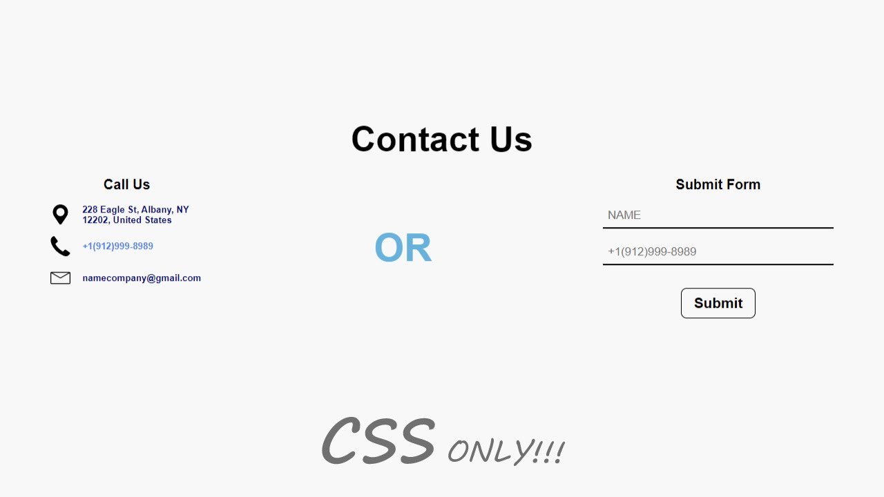 Responsive Contact Us HTML CSS | CSS Animation