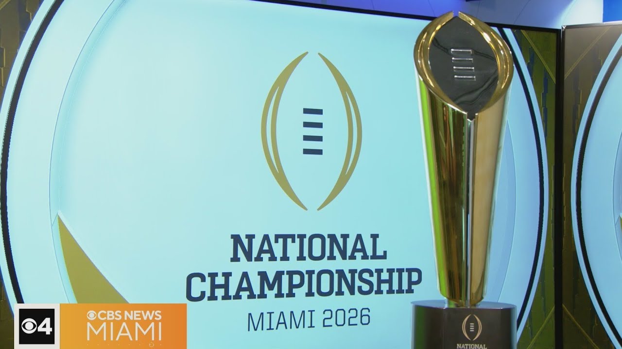 National championship trophy takes center stage ahead of Miami title game